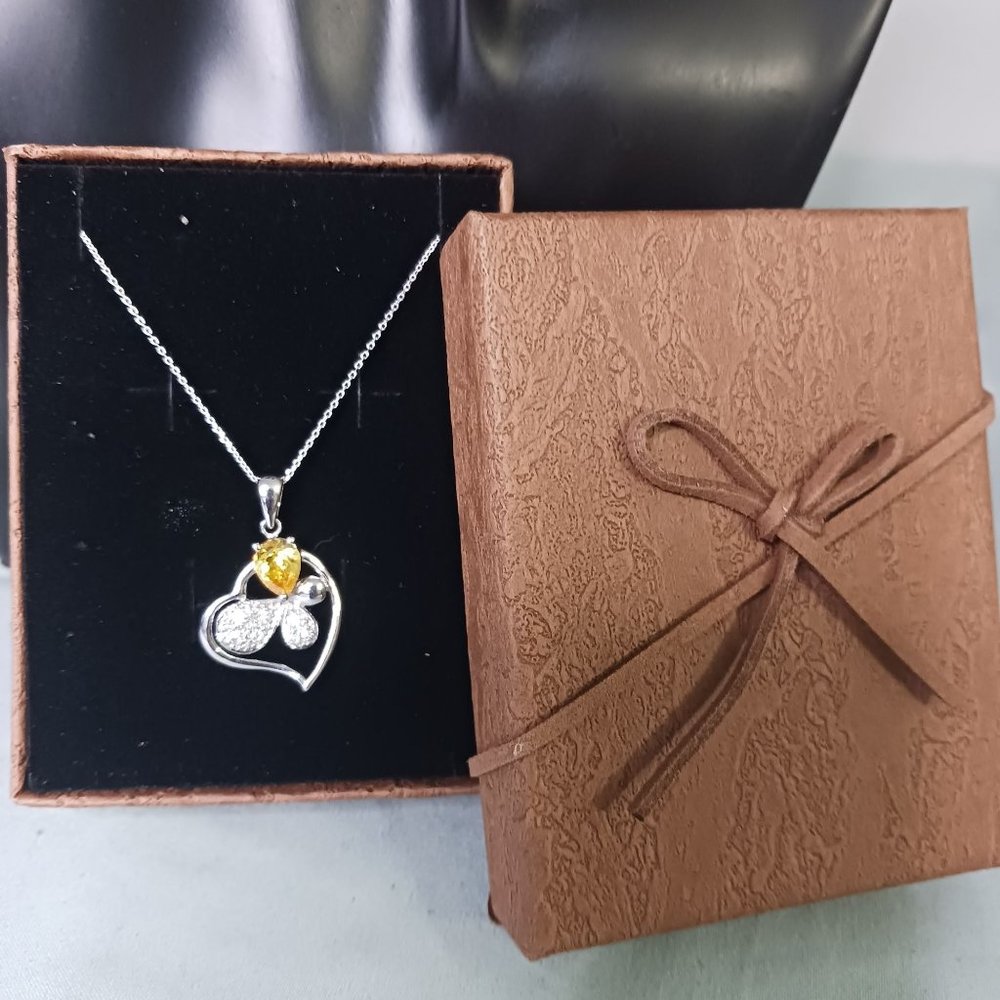 Silver Butterly CZ Necklace